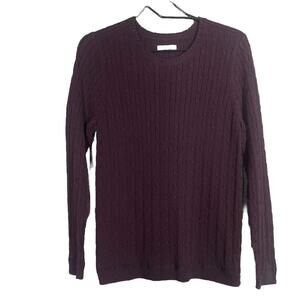 Croft & Barrow Cable Knit Sweater Womens Medium Purple Braided Crewneck Preppy